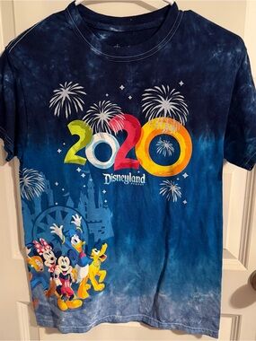 Disney Navy Blue Tie-Dye 2020 Fireworks Graphic Tee